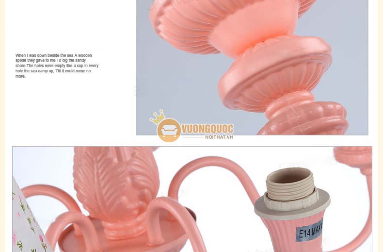 Đèn chùm trẻ em màu hồng ngọt ngào UHS126-14